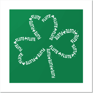 Flute White Text Shamrock Posters and Art